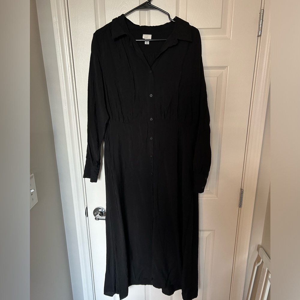 Fully black button up dress worn once